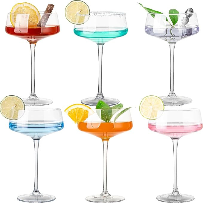 Crystal Martini Glasses Set of 6, 11 oz Coupe Glasses, Classic Cocktail Glasses, Champagne Coupe ... | Amazon (US)