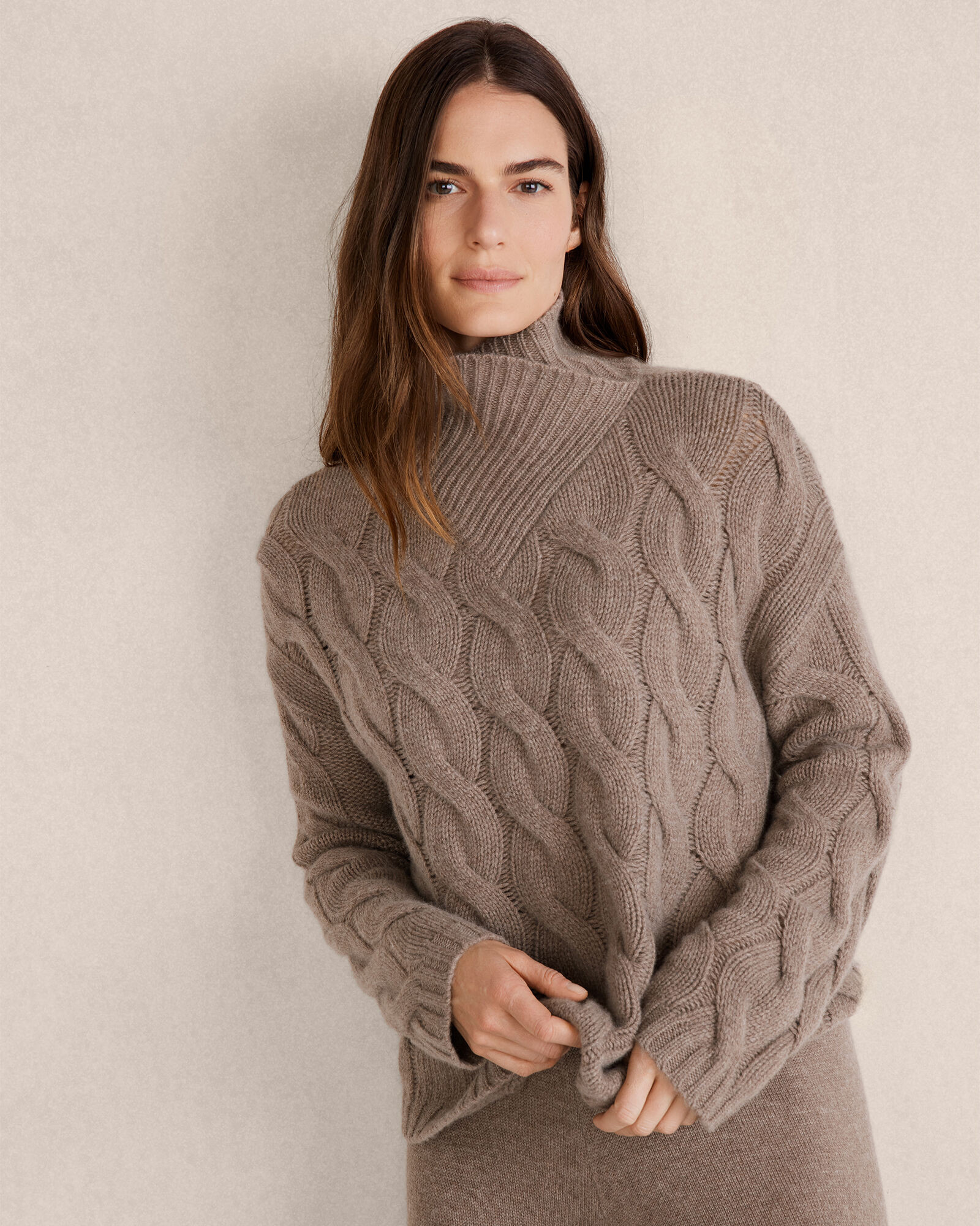 Cashmere Cable Knit Turtleneck Sweater | Talbots