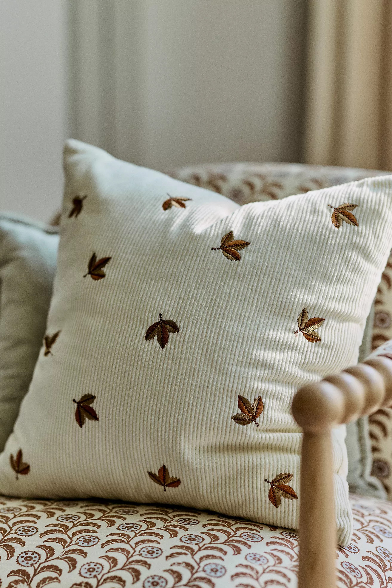 Velvet Corduroy Embroidered Icon Pillow | Anthropologie (US)