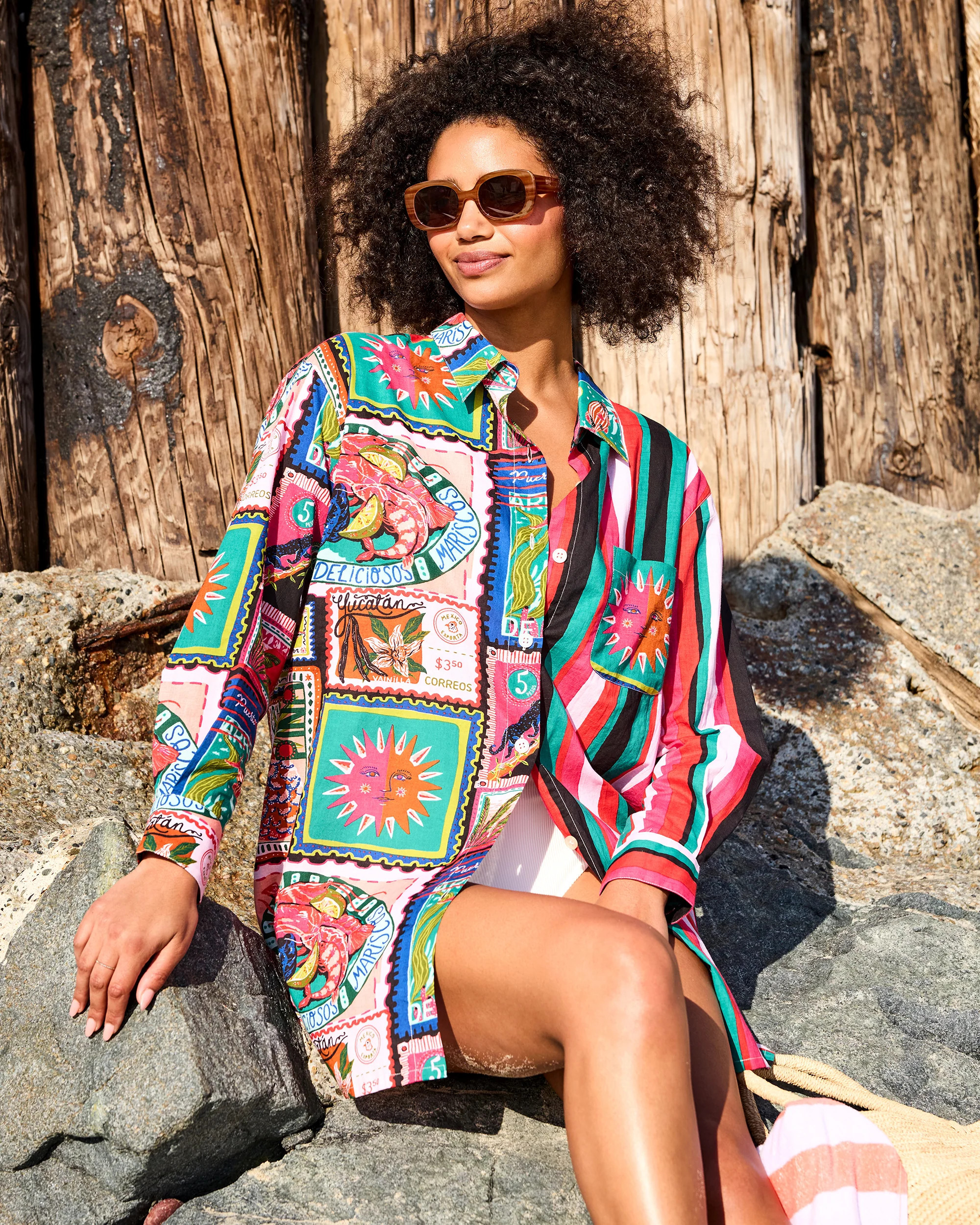 Colorful Coast - Everyday Button Down - Vibrant Ink - Printfresh | Printfresh