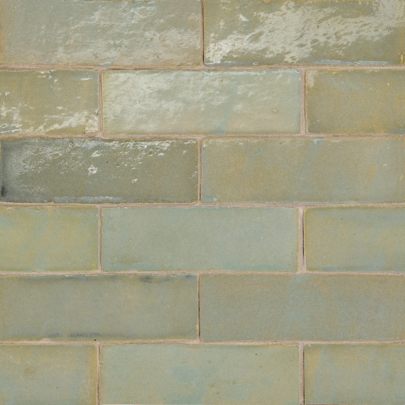 Zagora 2" x 6" Glossy Zellige Field Tile in Vert Gris | Bedrosians Tile and Stone