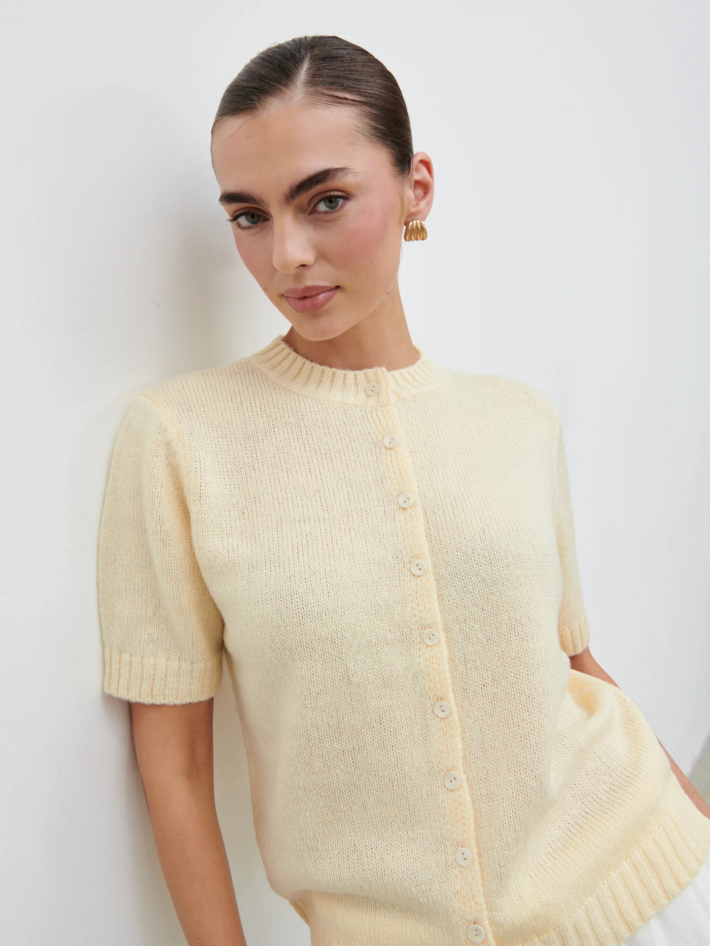 Shilou Button Up Knit Top - Butter Lemon | Pretty Lavish (UK)