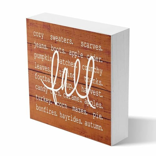 Fall Desk Decor,Orange Fall Autumn Farmhouse Wood Sign Plaque,Fall Signs,Fall Orange Home Farmhouse Decor Autumn Decorations For Home Office 5 X 5 Inch | Amazon (US)