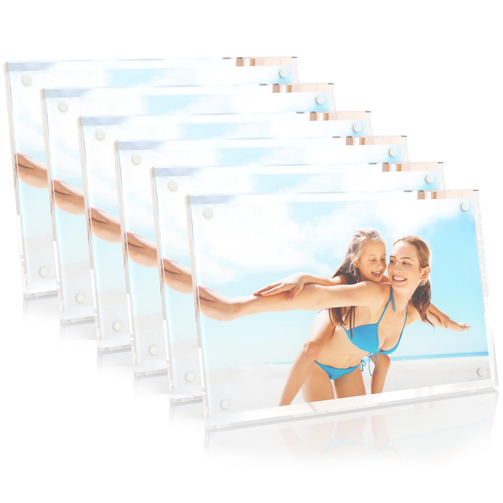 HELPLEX Picture Frames, 6 Pack 5x7 inch Acrylic Picture Frame Clear 5 x 7 Photo Frames Magnetic P... | Amazon (US)