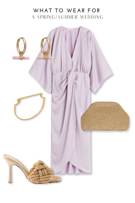 Spring summer wedding guest outfit ideas 🫶  a v-neck H&M midi dress styled with rattan accessories & gold jewellery ✨

#LTKstyletip #LTKSeasonal #LTKwedding