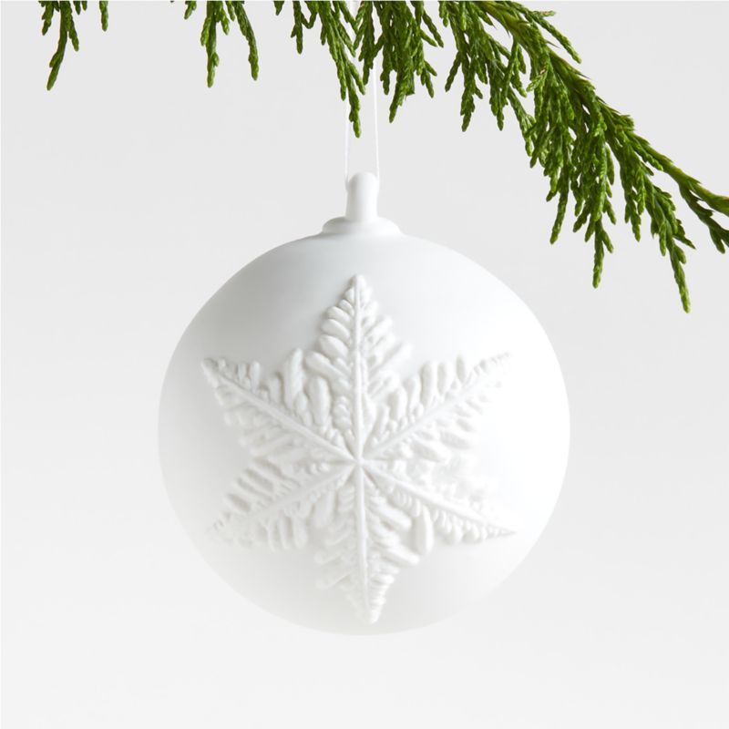 Porcelain Snowflake Ball Christmas Tree Ornament + Reviews | Crate & Barrel | Crate & Barrel