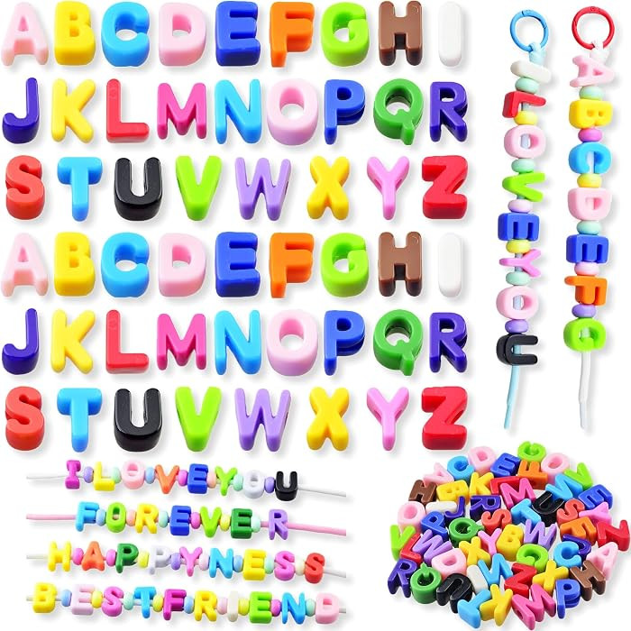 Large Letter Beads 52 Pcs Paracord Beads Acrylic Colorful Bubble Big Alphabet Bead Large Hole Chu... | Amazon (US)