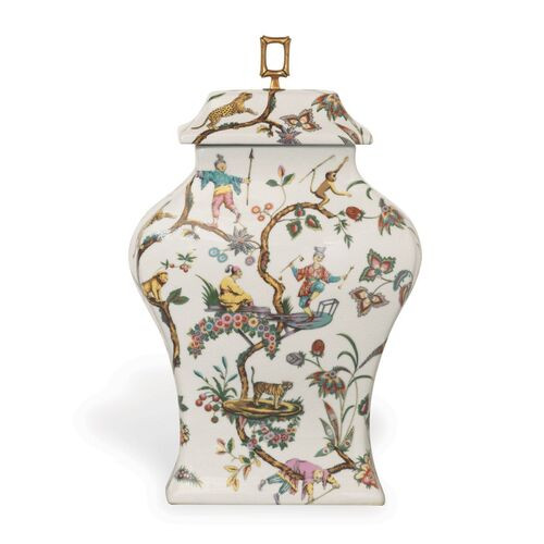 20" Chinoise Exotique Jar, Multi/Brass | One Kings Lane