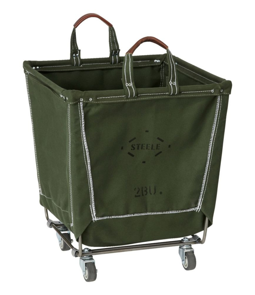 Steele Two Bushel Small Carry Basket with Casters Olive, Leather | L.L. Bean
