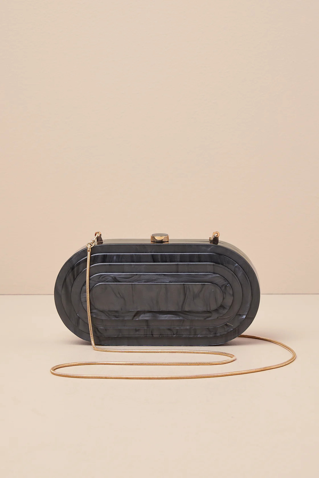 Dyanna Black Marbled Acrylic Oval Clutch | Lulus