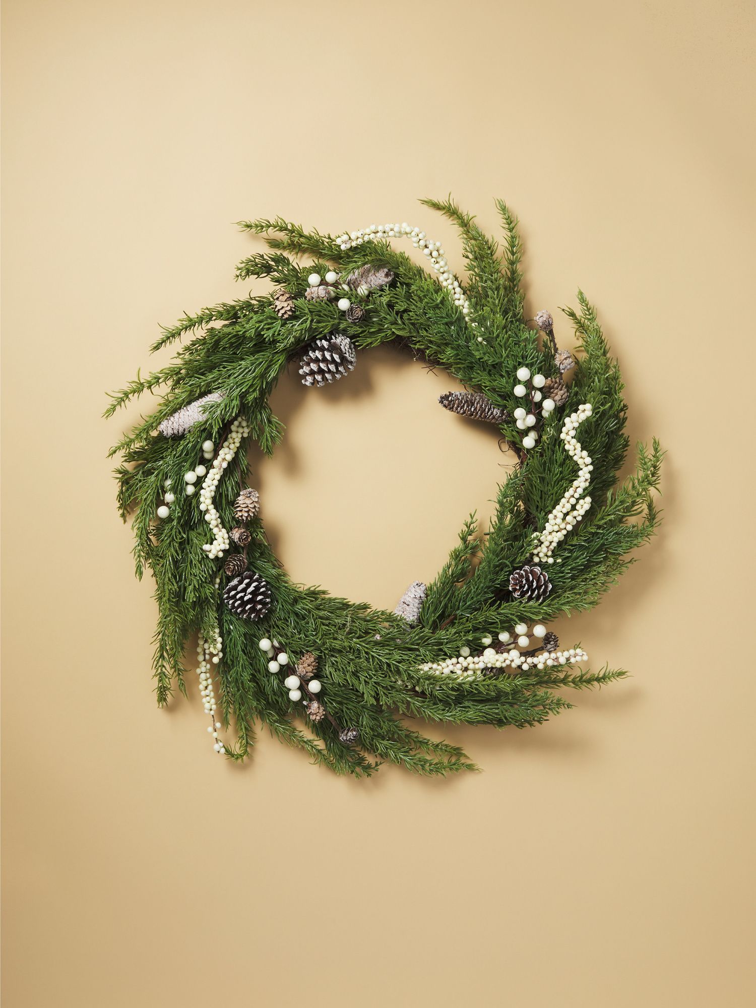 28in Artificial Pine Wreath With Berries | Seasonal Decor | HomeGoods | HomeGoods