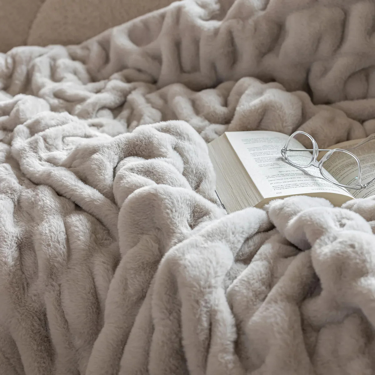 Greige Double-sided Minky Blanket | Sunset Snuggles