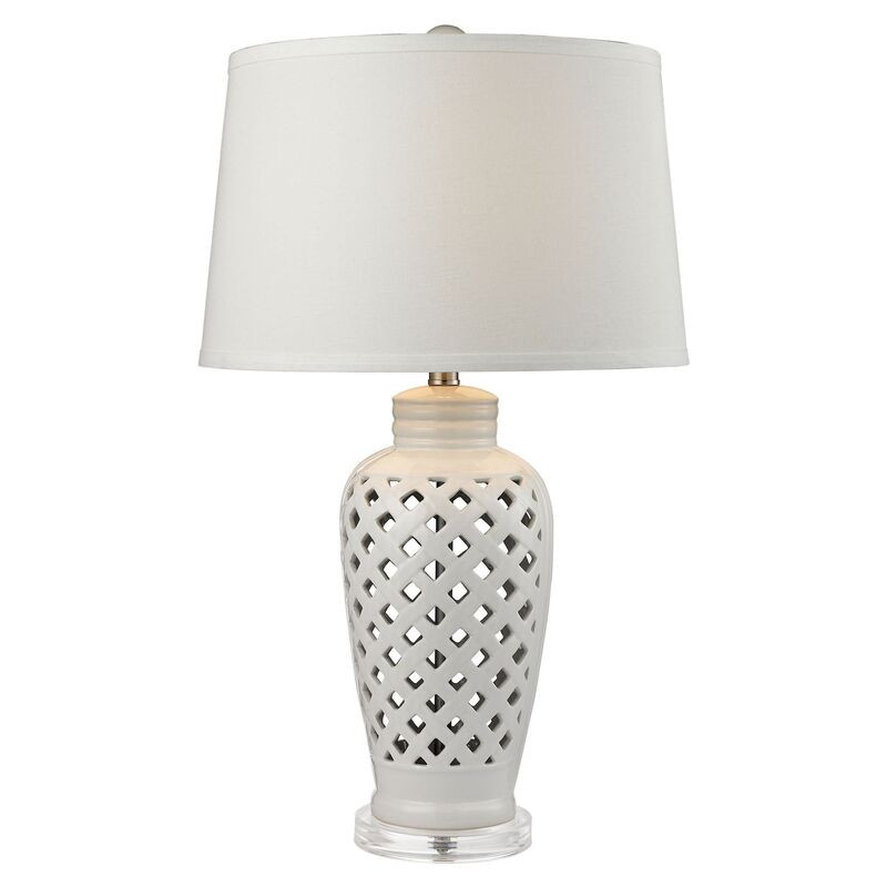 Openwork Ceramic Table Lamp, White | One Kings Lane