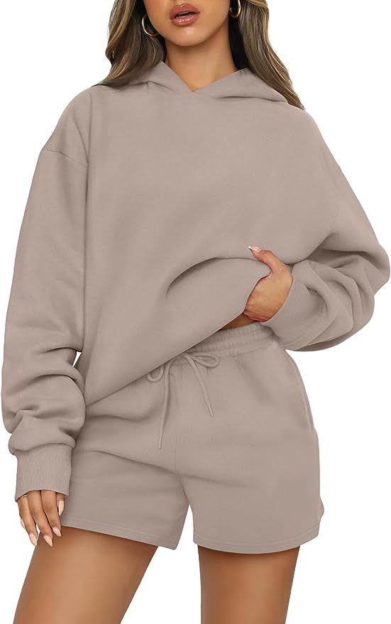 AUTOMET Womens 2 Piece Outfits Oversized Hoodies Sweatsuit Lounge Sets Casual Sweat Shorts Fall F... | Amazon (US)