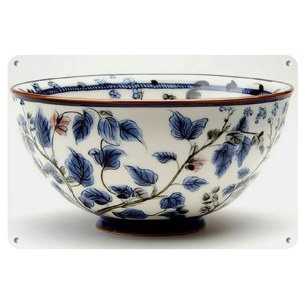 1pc Classic Georgian Style Blue and White Porcelain Bowl - Elegant Aluminum Frameless Decorative ... | Walmart (US)