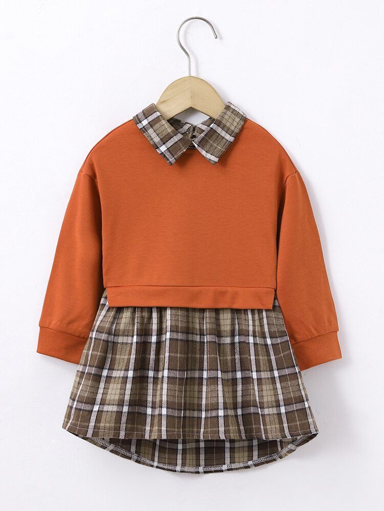 Toddler Girls 2 In 1 Plaid Sweatshirt Dress | SHEIN