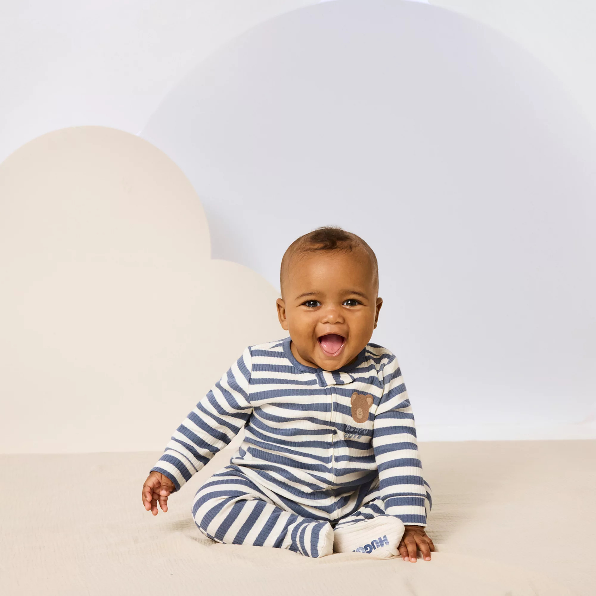 Newborn Baby Boys Huggies Babywear® 100% Organic Striped Footed Sleep & Play with Bear Graphic | Kohl's