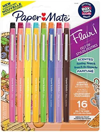 Paper Mate Flair, Scented Felt Tip Pens, Assorted Sunday Brunch Scents and Colors, 0.7mm, 16 Count | Amazon (US)