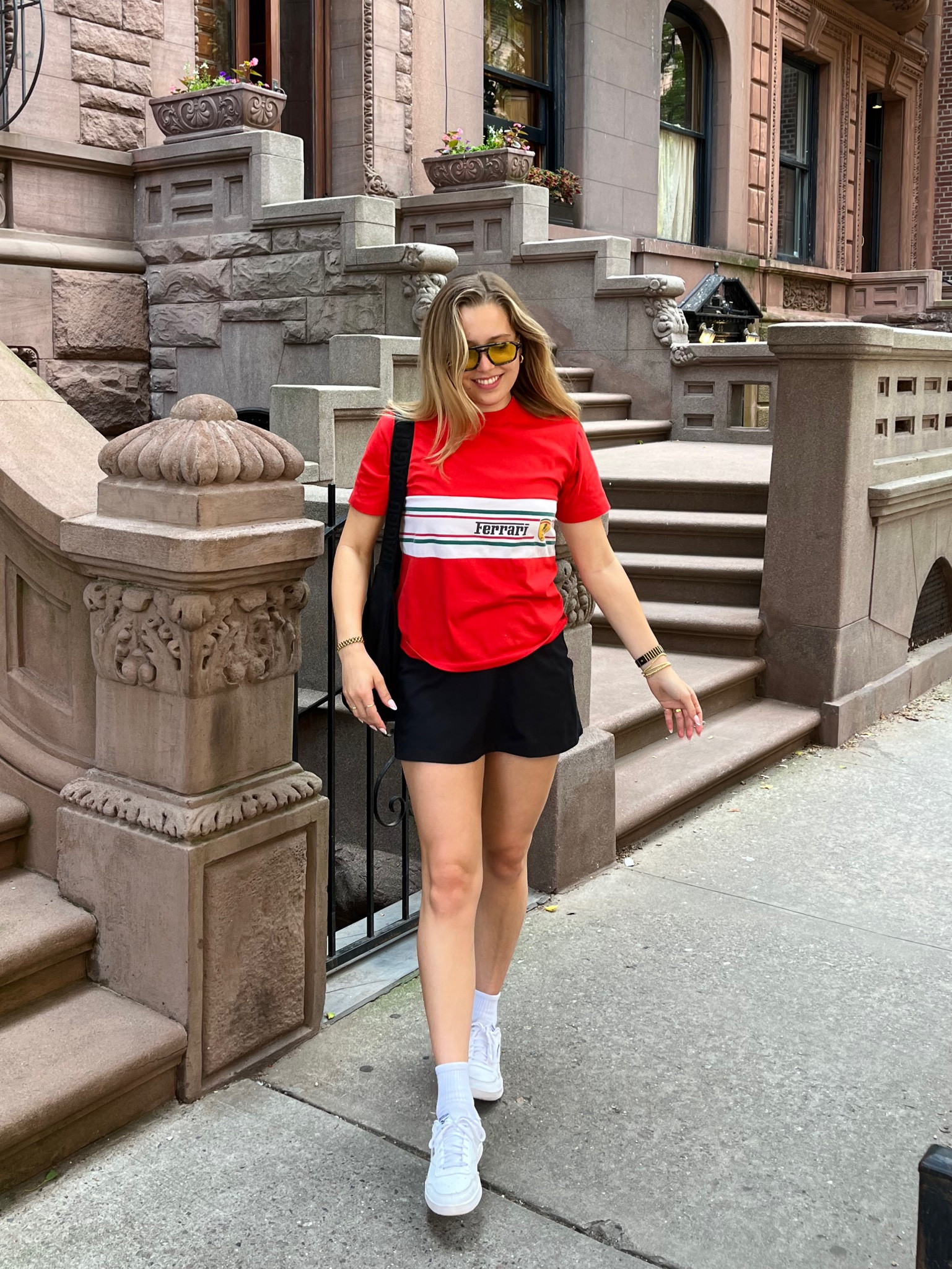 Top to bottom 
Sunnies: Article One x Mission Workshop navigator (no link)
Shirt: Vintage Ferrari ( check Etsy)
Shoes: Reebok
Bag: Baggu

#LTKSeasonal #LTKshoecrush #LTKitbag