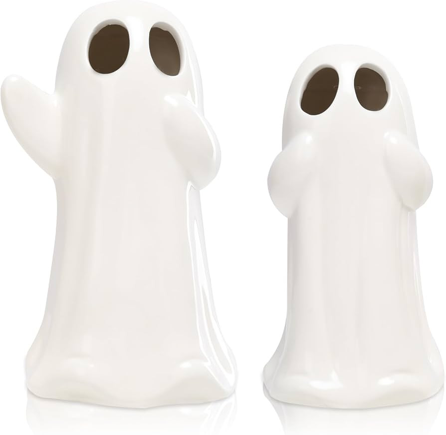 taman Halloween Ceramic Ghost Decorations, 7.5“ Ghost Figurines Sculpture RGB Color Change Spoo... | Amazon (US)