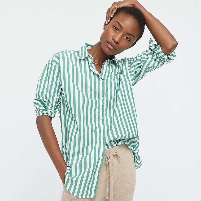 Relaxed-fit crisp cotton poplin shirt in stripe | J.Crew US