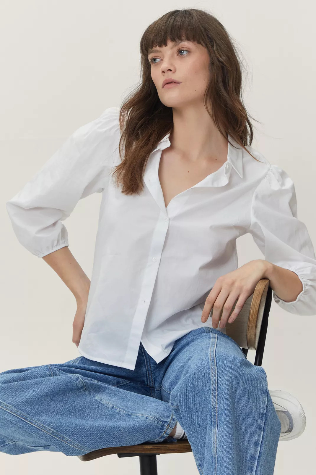 Cotton Poplin Balloon Sleeve Shirt Top | Nasty Gal (US)