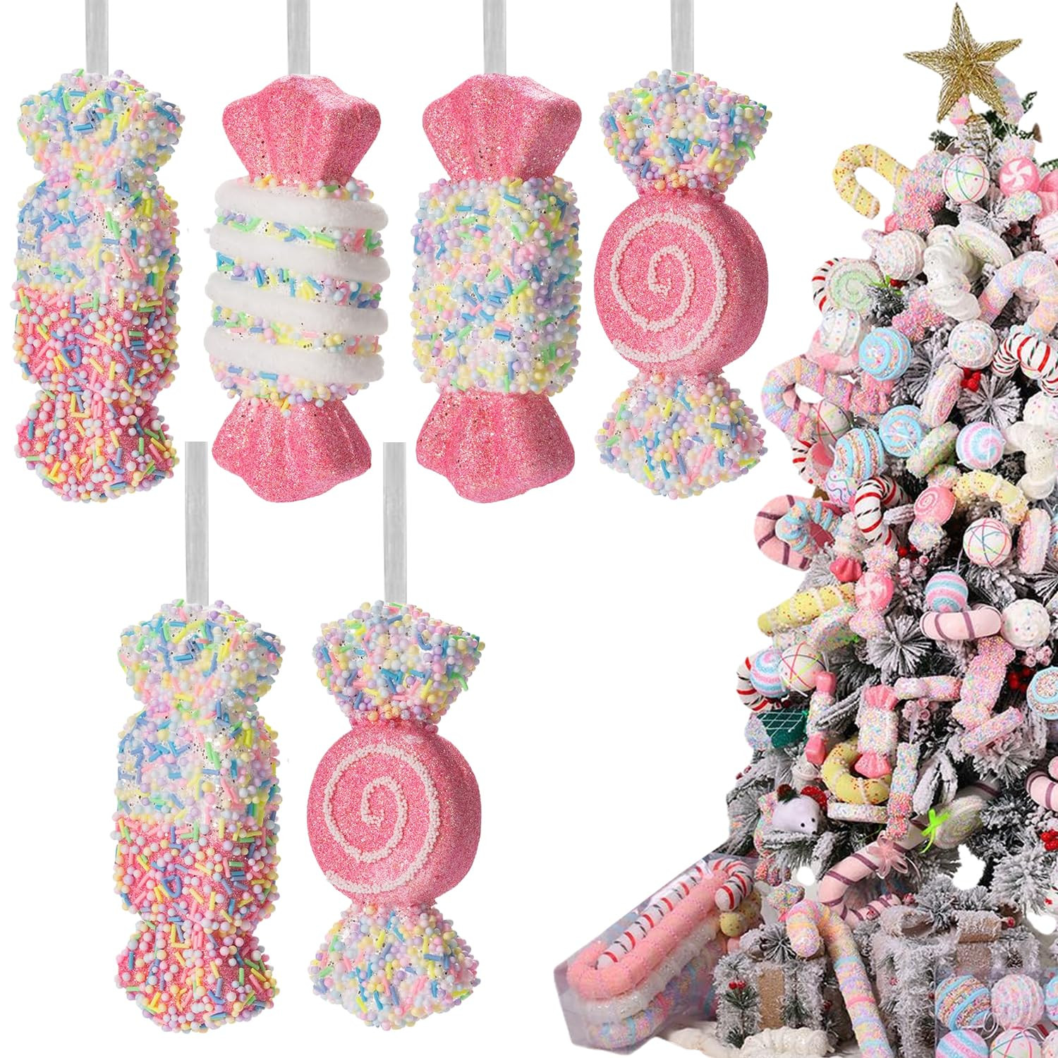 6-Piece Candy Christmas Decor Set, Handcrafted Foam Christmas Sweet Pendants, 2025 Xmas Birthday ... | Amazon (CA)