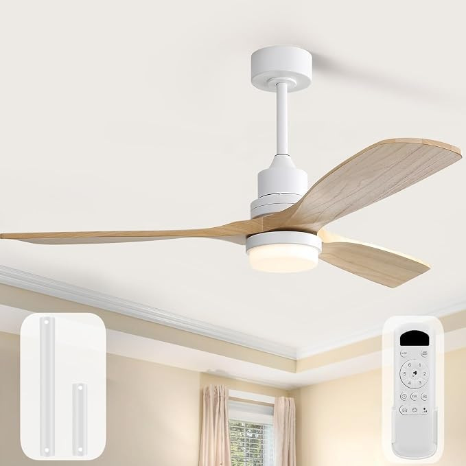 Sofucor 52 Inch Ceiling Fans with Lights and Remote Control-Modern Solid Wood Blade Outdoor Ceili... | Amazon (US)