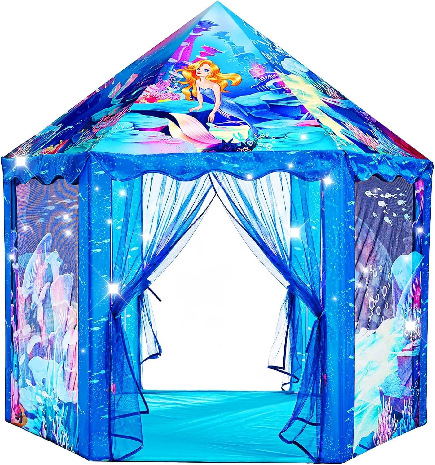 Princess Mermaid Kids Play Tent - Large Playhouse for 3-12 Year Old Girls, Indoor Outdoor Castle ... | Amazon (US)