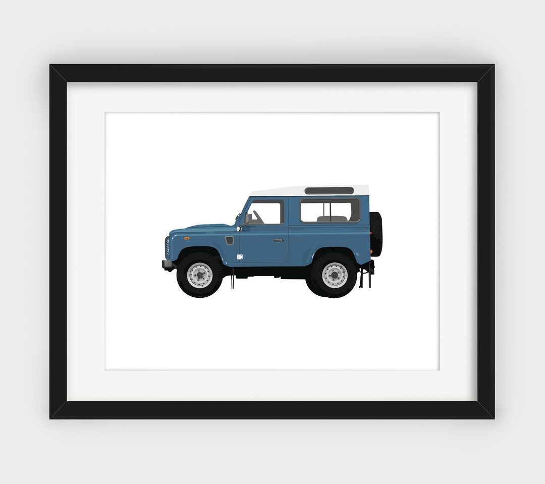 Land Rover Defender, Blue, Marine Blue Land Rover, Minimalist Print, Scandinavian Art, Wall Decor... | Etsy (US)