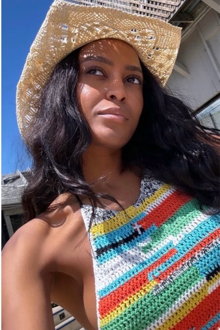 Shop Summer House Star Ciara Miller's multicolor halter top with rainbow stripe crochet #ciaraMiller #CelebrityStyle #BravoTV #SummerHouse

#LTKFindsUnder50 #LTKSwim #LTKStyleTip