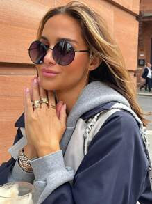 1PC Retro Round Glasses For Women Vintage Trendy Oversized Circle Shades Women Autumn Fall Cute A... | SHEIN