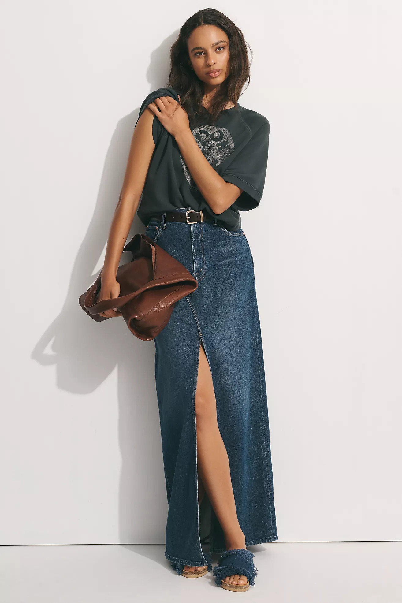 MOTHER The Bombshell Denim Maxi Skirt | Anthropologie (US)