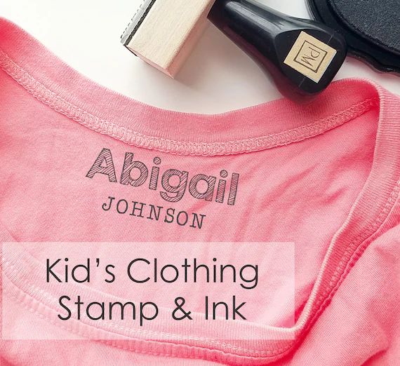 Kids Clothing Labels Stamp and Fabric Ink for Daycare or Camp, Children's Name Clothes Stamp, Cus... | Etsy (US)