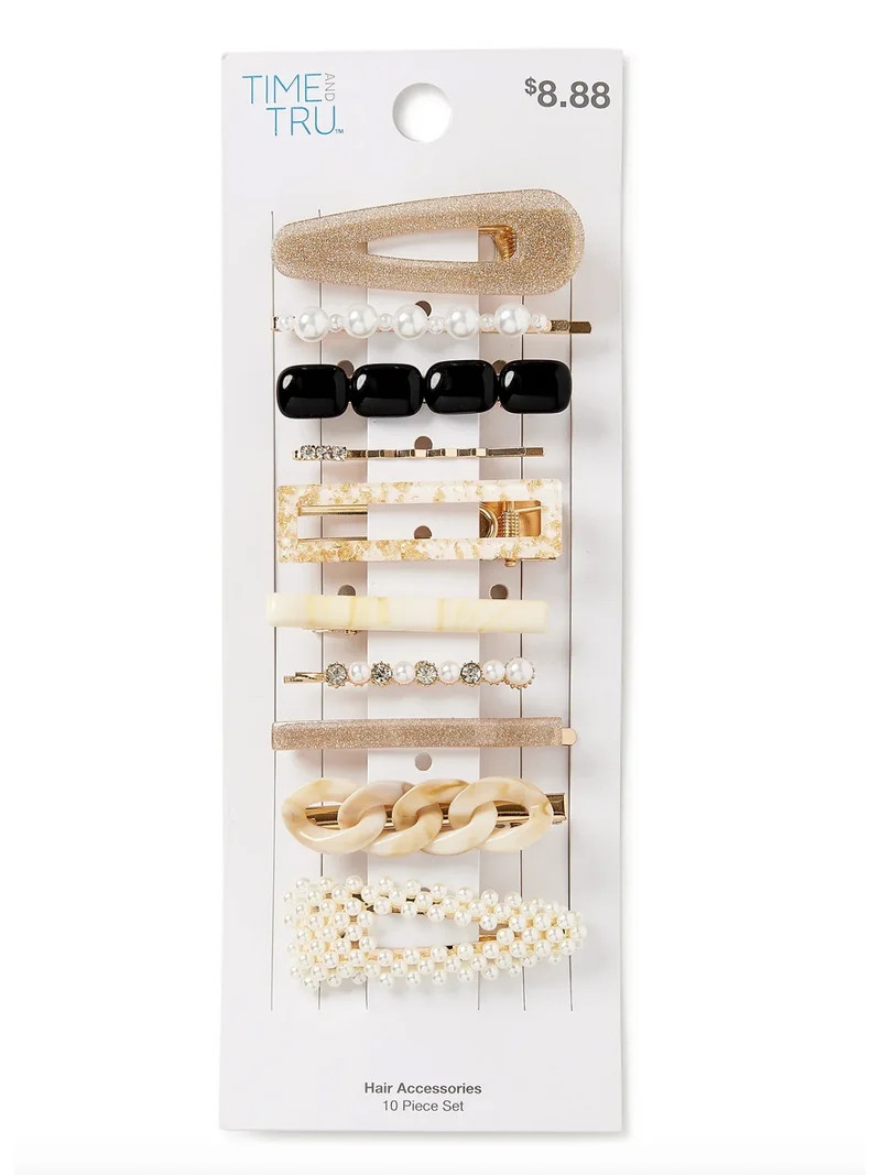 Time and Tru Women's Multi-Color Hair Clip Set, 10-Pack, Off-White | Walmart (US)