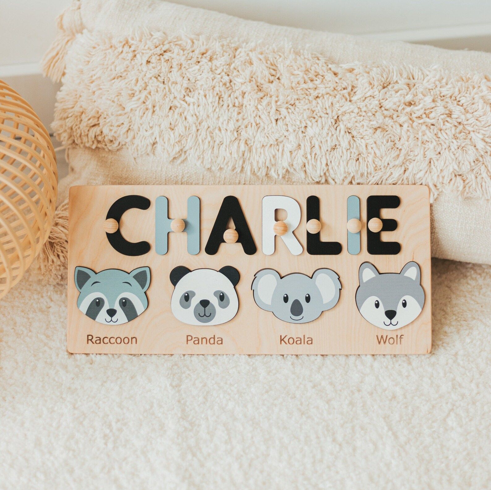 Name Puzzle with Animals, Personalized Puzzle, Toddlers Gift, Custom Animal Toy, Montessori Toys,... | Etsy (US)