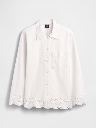 Eyelet Hem Relaxed Shirt Jacket | Gap (US)