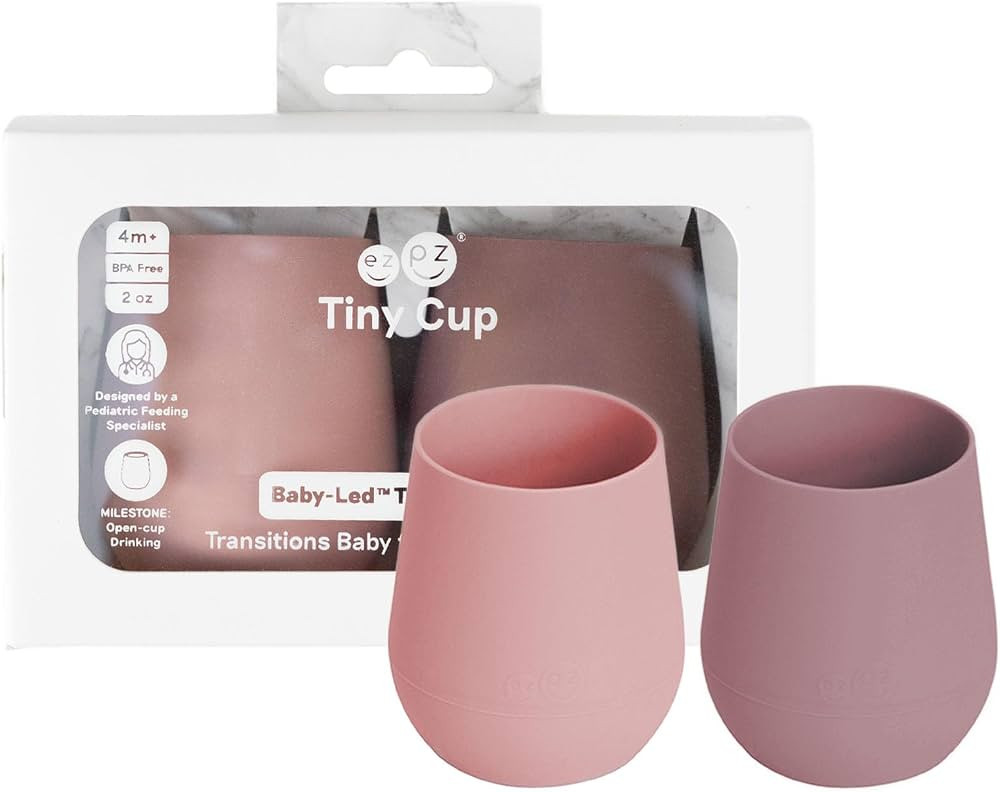 ezpz Tiny Cup2 Pack (Blush/Mauve) - 100% Silicone Training Cup for Infants - 4 months + - Designe... | Amazon (US)