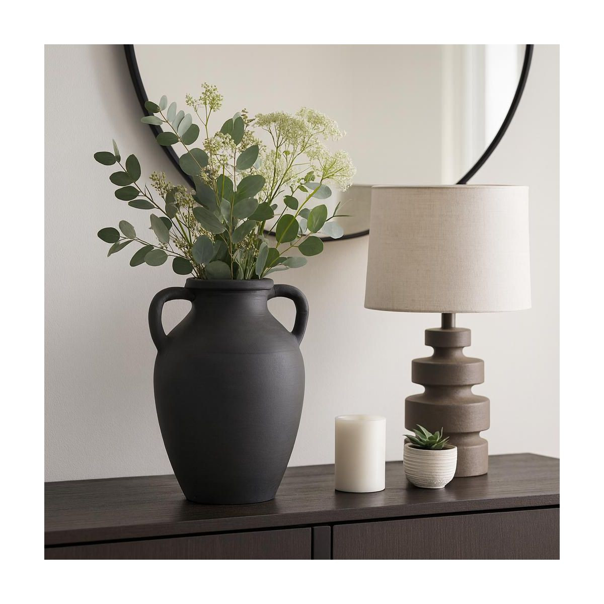 Elegant Pottery Vase with Handles for Living Room Decor and Home Accent - Decorative Flower Vase ... | Target