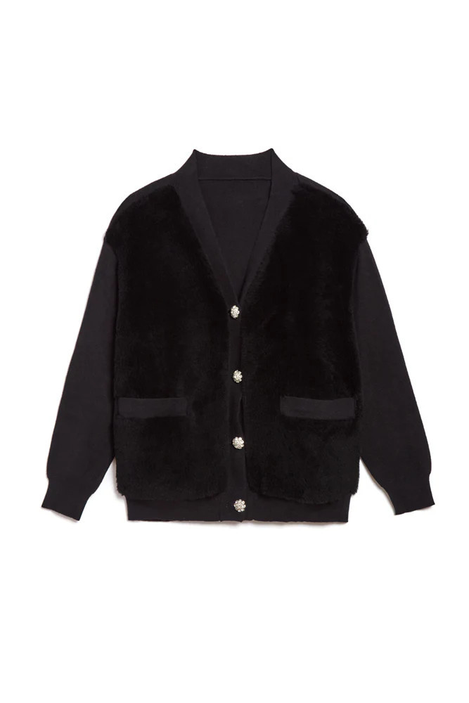 The Aman Black Sherpa Cardigan | Jocelyn
