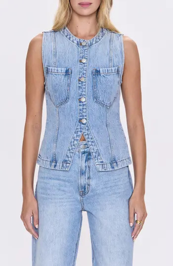 Pistola Gia Fitted Collarless Denim Vest in Gaze at Nordstrom Rack, Size X-Large | Nordstrom Rack