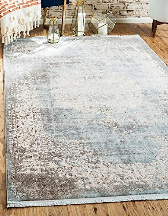 Unique Loom New Classical Collection Traditional Distressed Vintage Classic Light Blue Area Rug (5'  | Amazon (US)