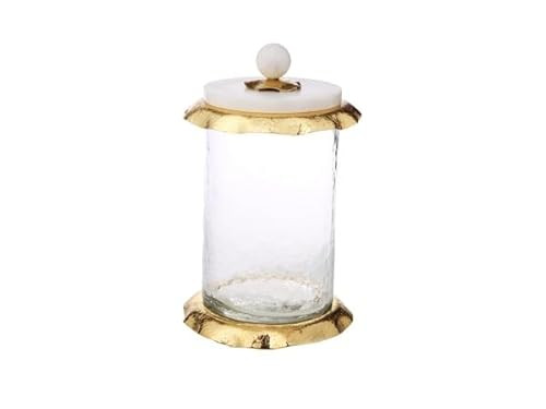 Classic Touch Decorium Glass Canister with Marble Lid and Gold Ruffle Design (3 sizes) (Small) | Amazon (US)