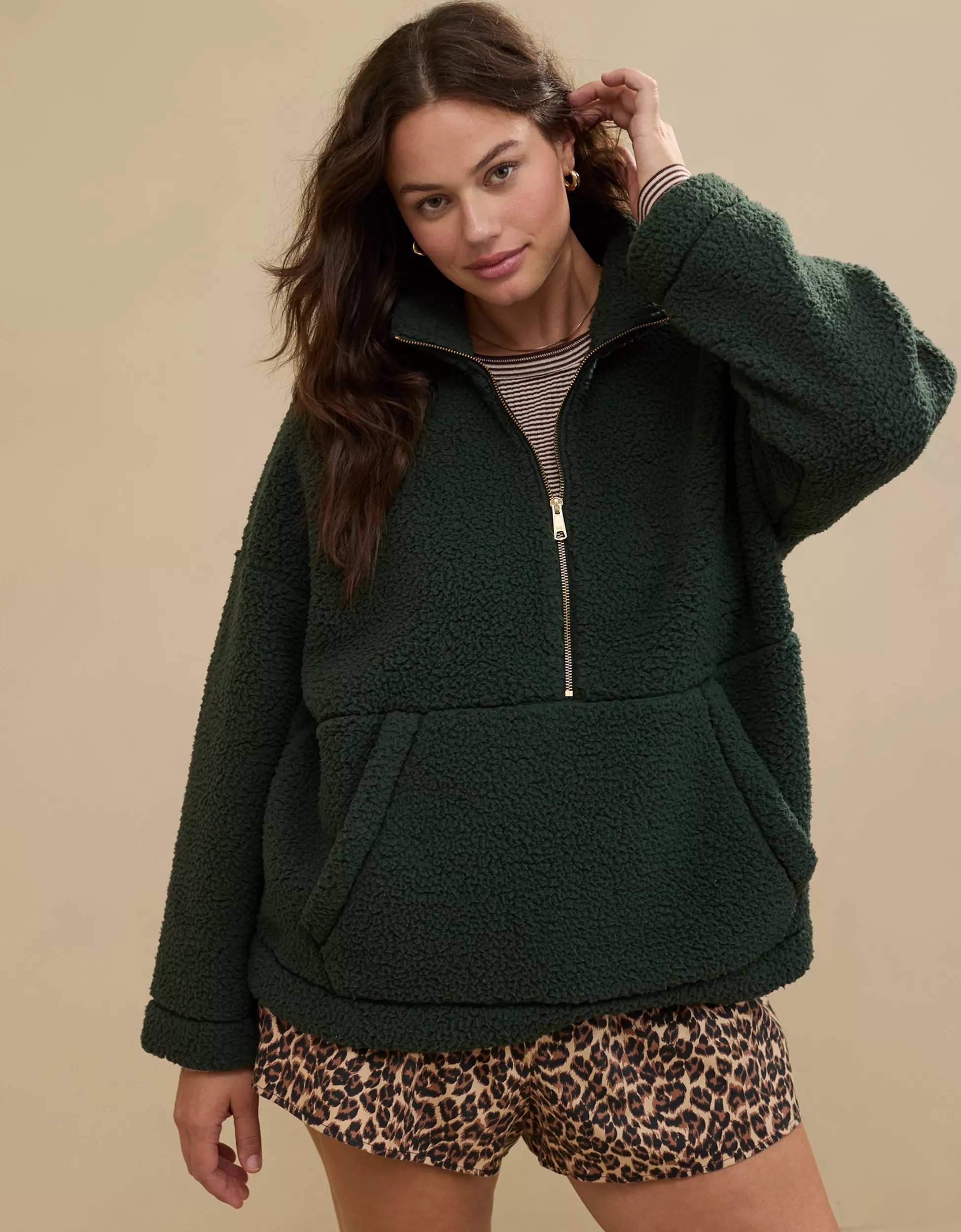 Aerie Sherpa Quarter Zip Sweatshirt | Aerie
