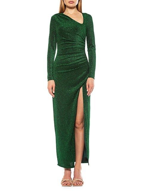 Alexia Admor Glitter Ruched High-Slit Gown on SALE | Saks OFF 5TH | Saks Fifth Avenue OFF 5TH (Pmt risk)