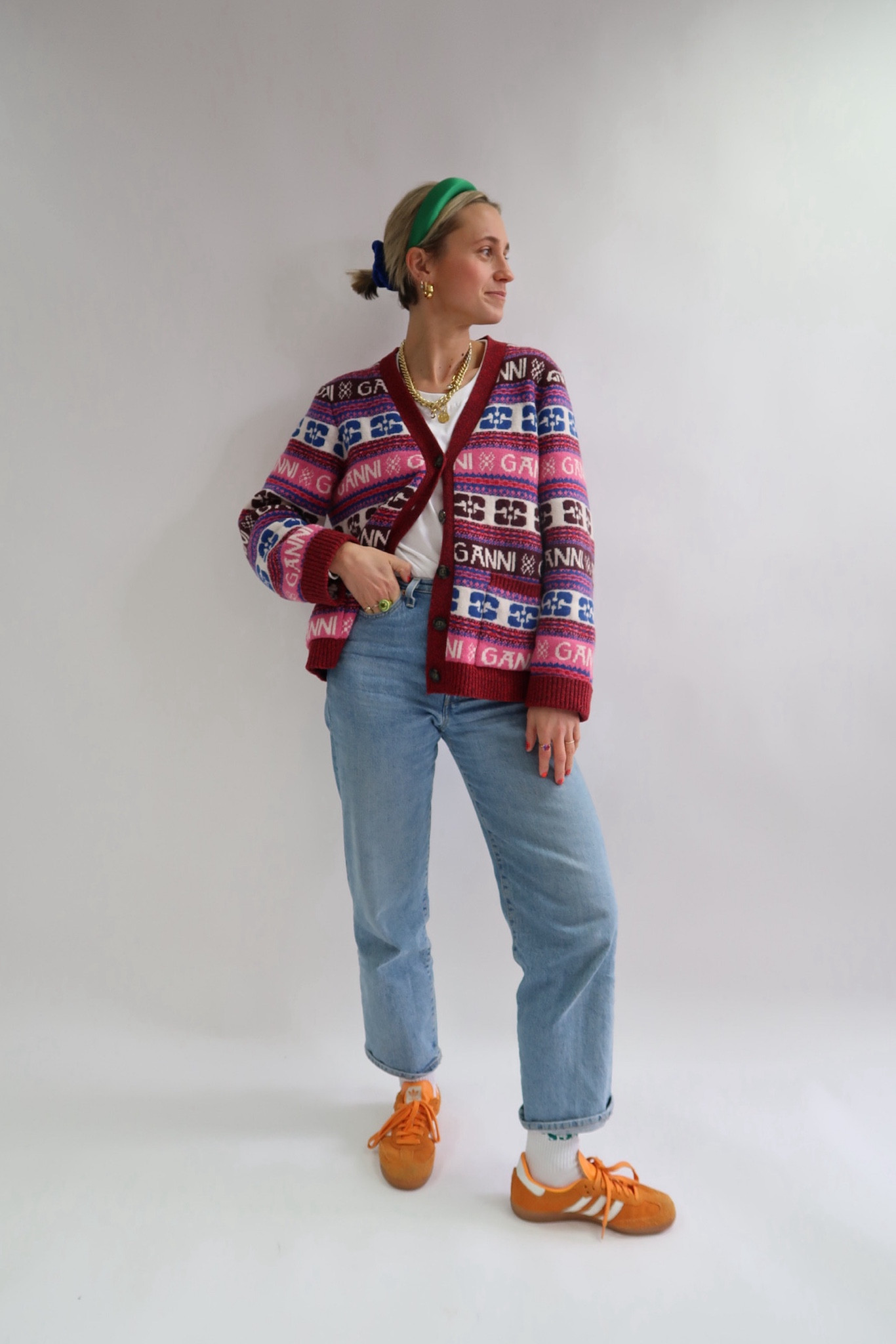 Ganni, Levi’s, Monki, Adidas, Farfetch, transitional outfit, transitional style, spring outfit, spring fashion, knit cardigan, jacquard cardigan, white tee, ankle jeans, straight leg jeans, Adidas sambas, orange trainers, spring outfit ideas, style inspiration 

#LTKSeasonal #LTKstyletip #LTKeurope
