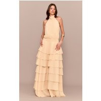 Butter Yellow Chiffon Tiered Maxi Dress | PrettyLittleThing US