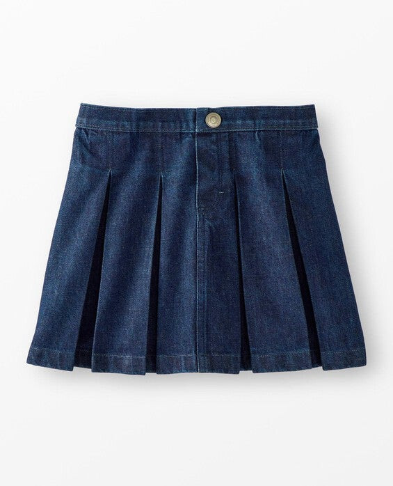 Girls' Dark Wash Denim Pleated Skirt in 100% Combed Cotton - Size Toddler 3 by Hanna Andersson | Hanna Andersson