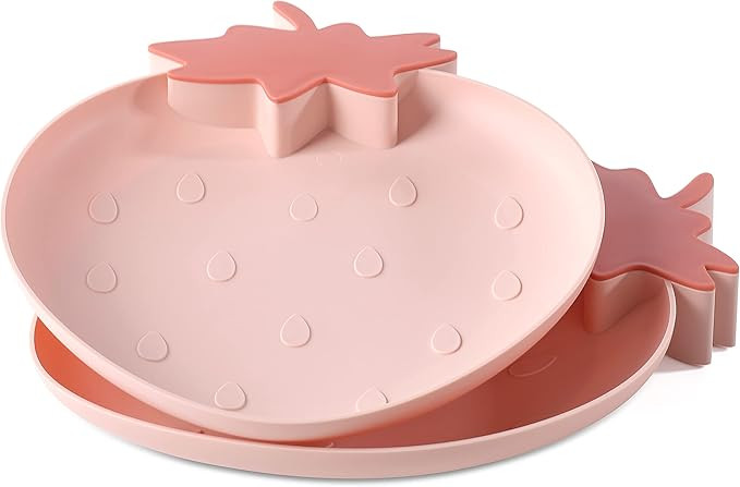 Kawaii Strawberry Plastic Trays Snack Plates Kitchen Bowls,2 Pack Plastic Plates Serving Platters... | Amazon (US)