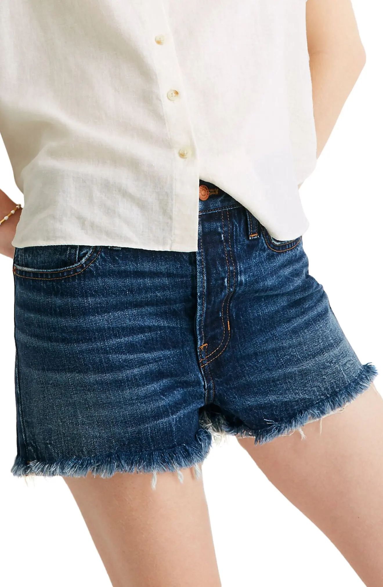 Women's Madewell The Dadjean Shorts, Size 24 - Blue | Nordstrom
